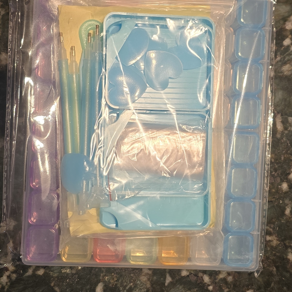 Blue Acrylic Craft Organizer Set with Palette and Tools